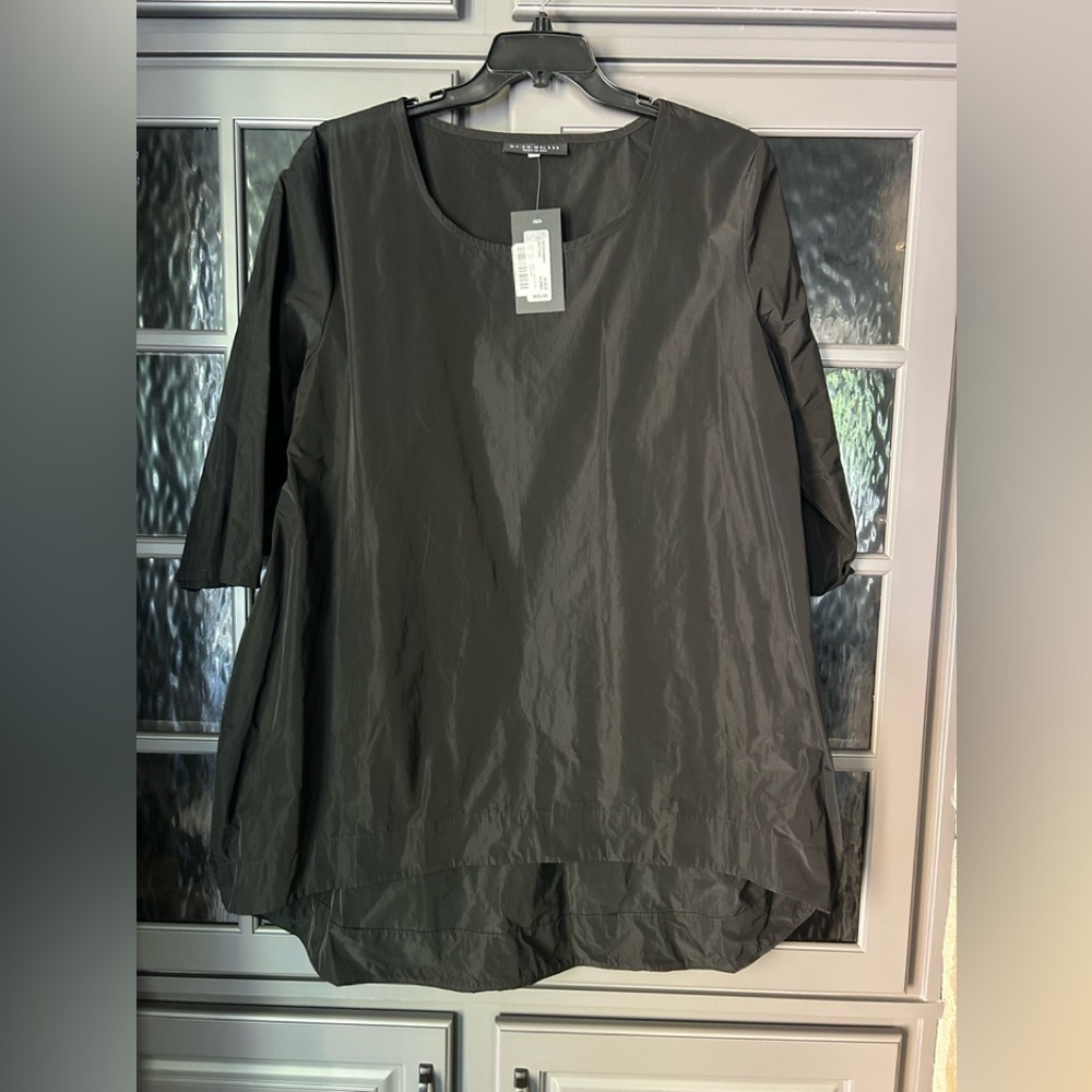 bryn Walker Black High Low Tunic Top